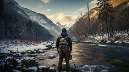 beautiful nature with smoke and all the beauty of the greatest trees, far and simply indescribable scenery, mountains, trees and river - a wonderful world