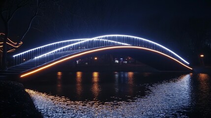 Obraz premium Illuminated bridge arches over tranquil night water