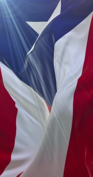 Flag of Puerto Rico. Loop. 4K Vertical