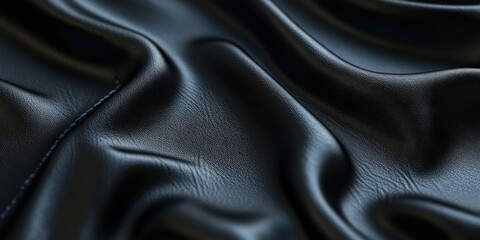 Fototapeta premium Elegant black fabric drapes with soft folds and texture
