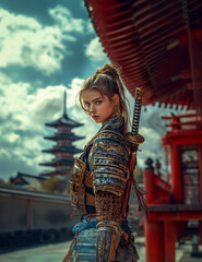 RPG DND fantasy character for Dungeons and Dragons, Roleplay, Avatar, Samurai, female 