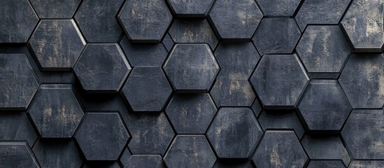 Dark Grey Hexagonal Patterned Wall Texture