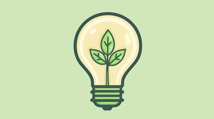 Creative concept of an eco-friendly light bulb with leaves inside depicting sustainability and green energy solutions