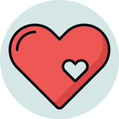 Red Heart Icon with Small Heart Inside – Modern Love Symbol Illustration