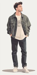 Fototapeta premium Young man dressed casually in street style standing confidently
