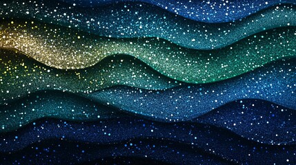 Glittering Waves of Blue Green and Gold Hues