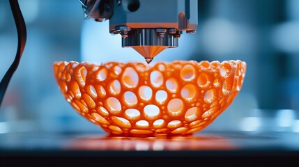 Modern 3D Printing Technology, crafting technique, closeup manufacturing
