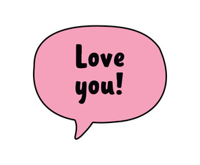 Colorful speech bubble with the message 