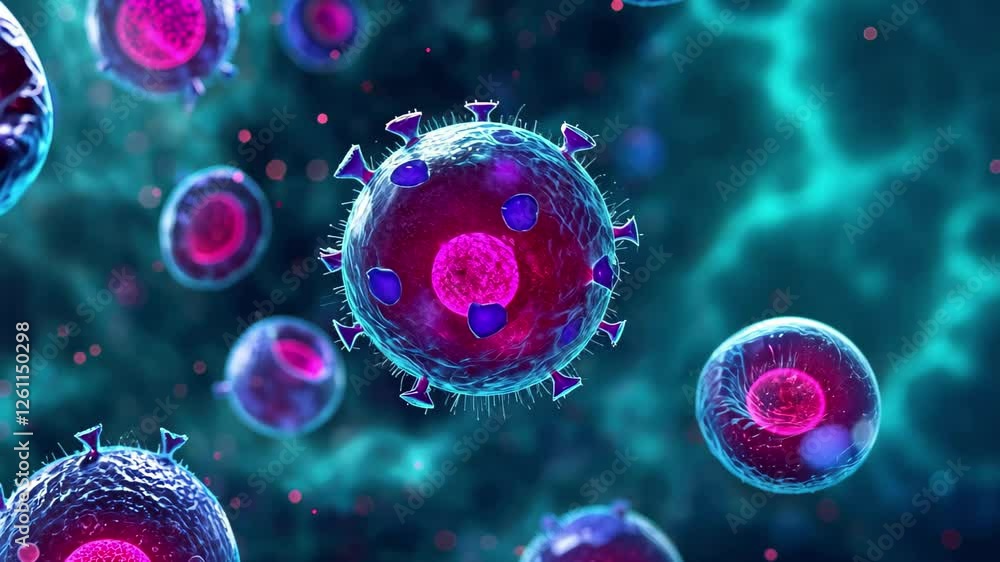 Poster explore the intricate world of animated viruses and cells in stunning 4k resolution showcasing micro