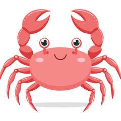 Cute red crab vector illustration in cartoon style. Childish adorable drawing of sea creature on isolated background. Print for clothes or design