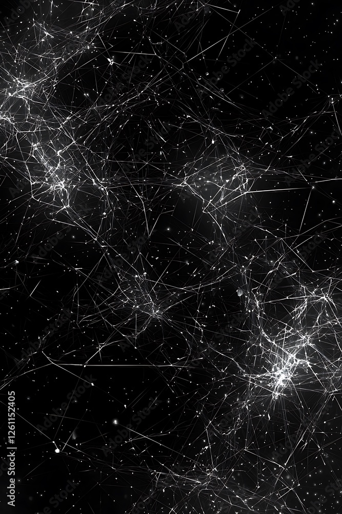 Poster black glowing plexus points and lines forming a futuristic technology background