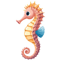 Fototapeta premium Seahorse cute vector illustration in cartoon style. Children's illustration of sea animal on isolated background. Print for clothes and design.