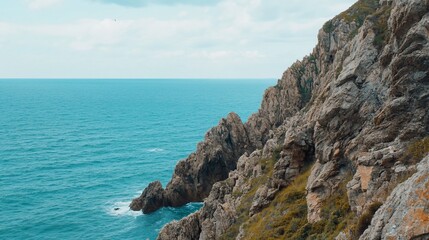 Fototapeta premium Coastal cliffs, ocean view, scenic landscape, travel backdrop