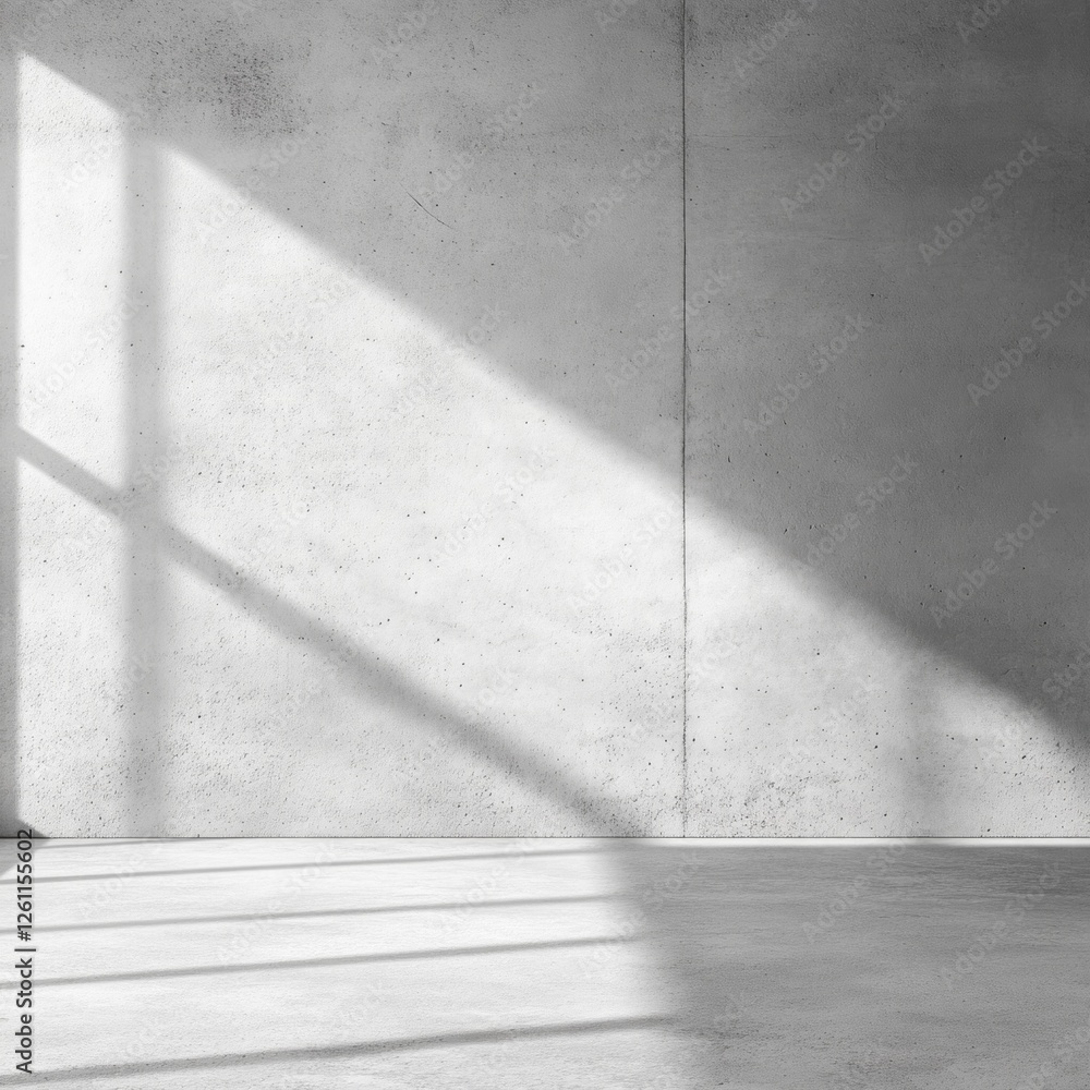 Poster soft beams of natural light filter through a window, reaching a textured cement wall. the interplay 
