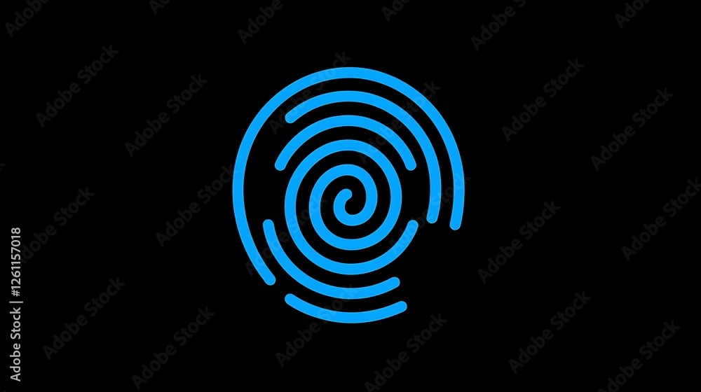 Poster blue fingerprint scan icon highlighting cybersecurity and biometrics identification concepts