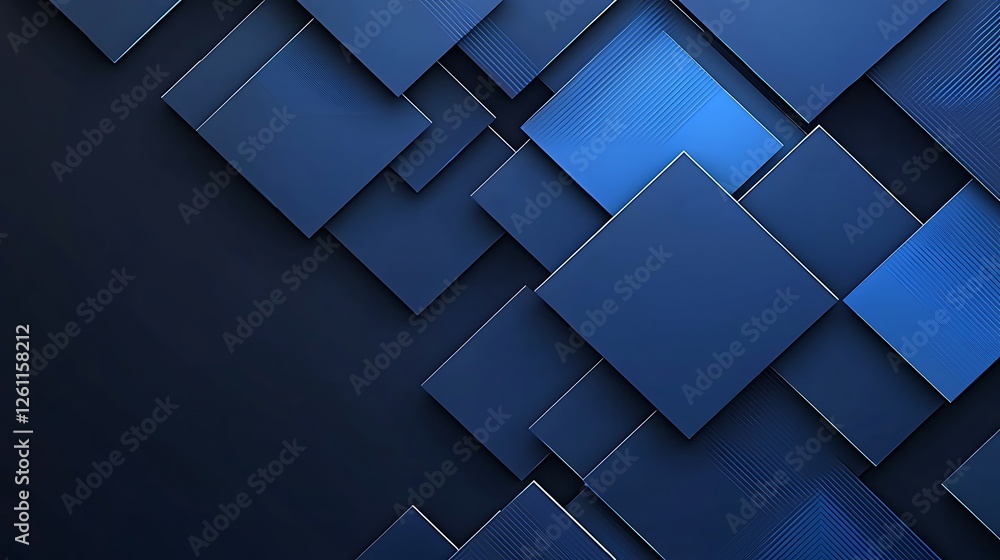 Poster blue overlapping pixels and geometric motion on a dark background, illustrating speed and simplicity