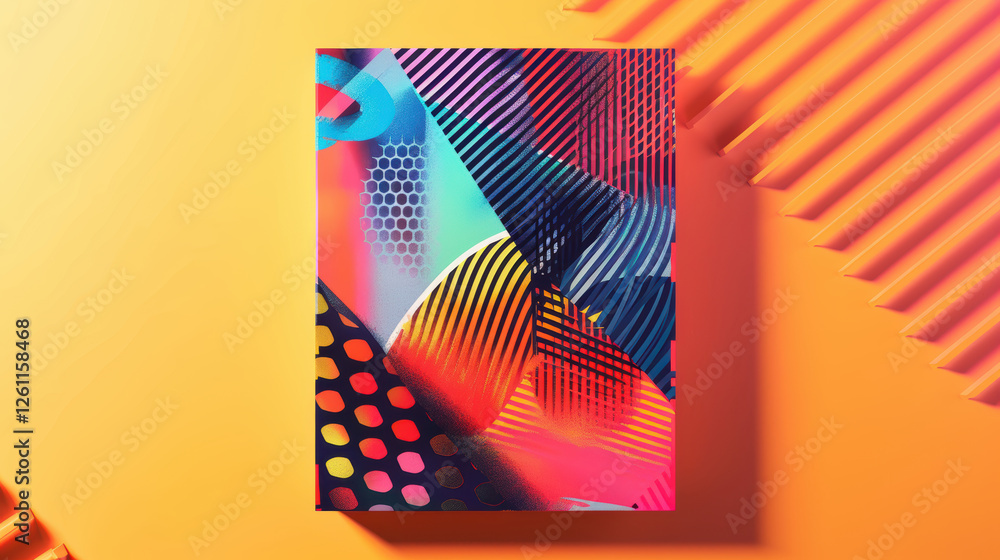 Poster vibrant geometric poster design for tech startup event with gradient art and typography