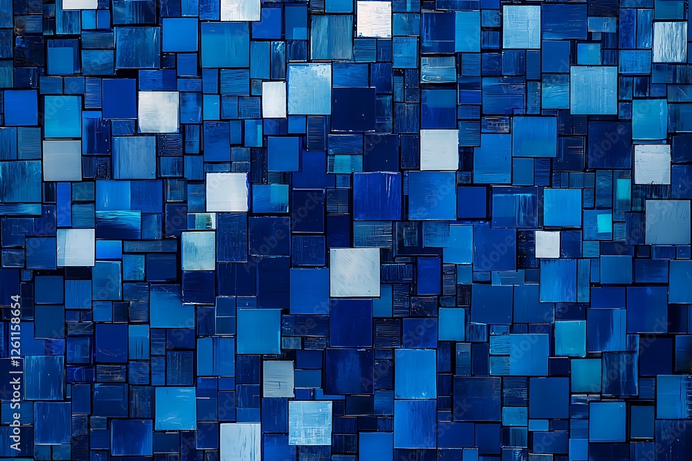 Poster blue squares technology pattern, representing modern data and communication systems