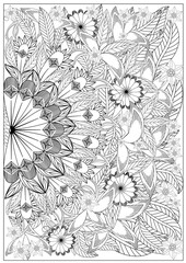 Zentangle doodle abstract plants sketch drawing