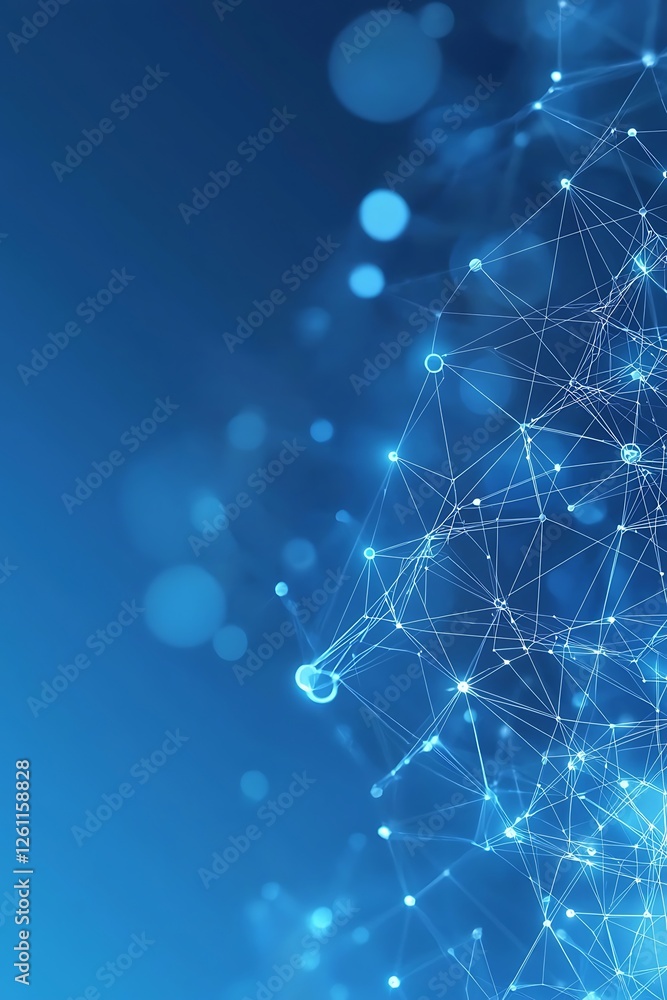 Poster blue technology background with digital tech circles and copy space for innovation concepts