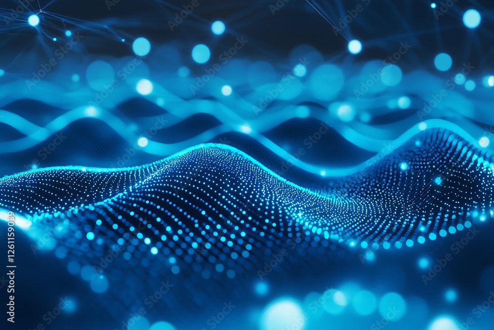 Poster blue technology background with abstract digital tech circles, offering space for copy and digital c