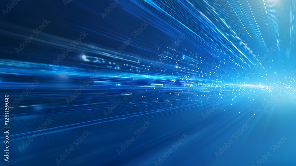 Poster blue technology background with copy space, featuring abstract data center, servers, and internet sp