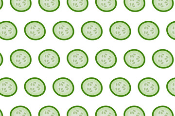Seamless pattern of cucumber slices