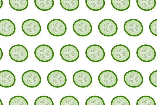 Seamless pattern of cucumber slices