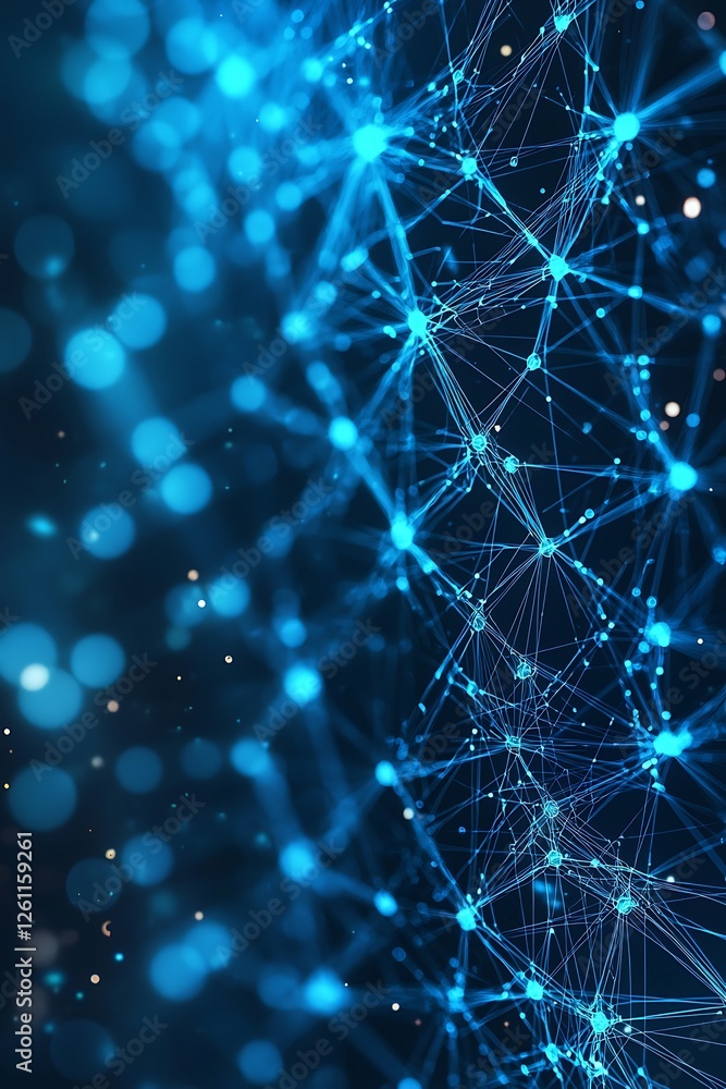 Poster blue technology background with digital tech circles and copy space for innovation concepts