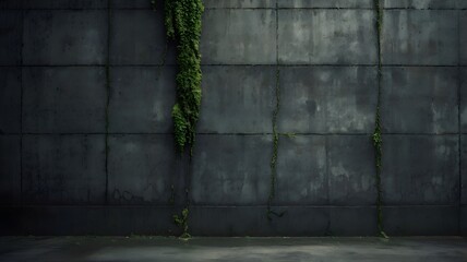 Worn Rugged Concrete Wall with Moss and Cracks