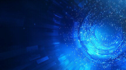 Obraz premium Blue technology background with copy space, featuring abstract data center, servers, and internet speed concepts