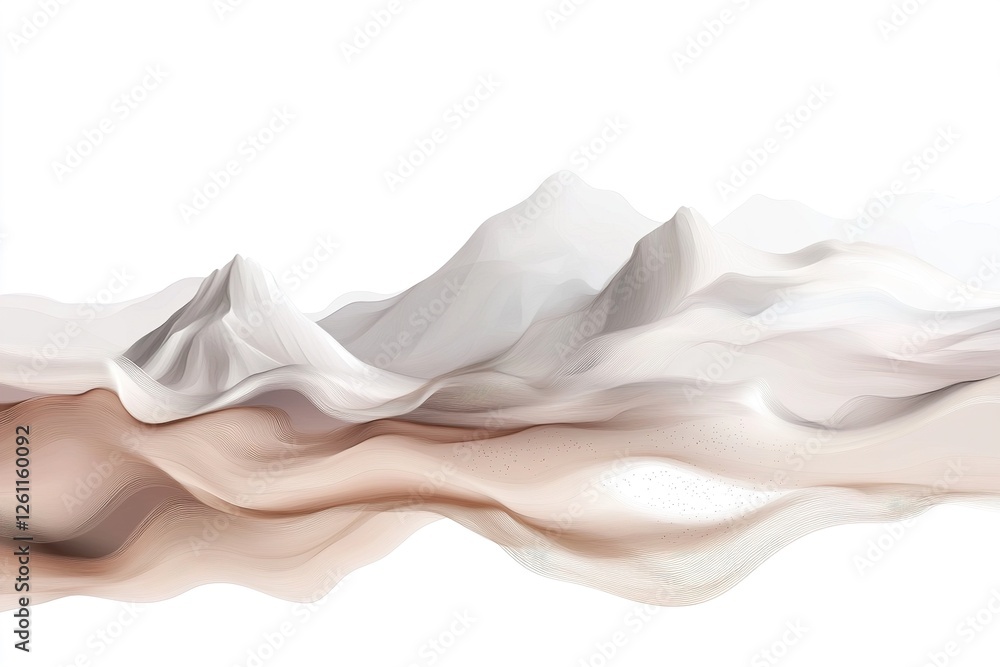 Poster this artwork features a minimalist representation of abstract nordic mountains, showcasing flowing l