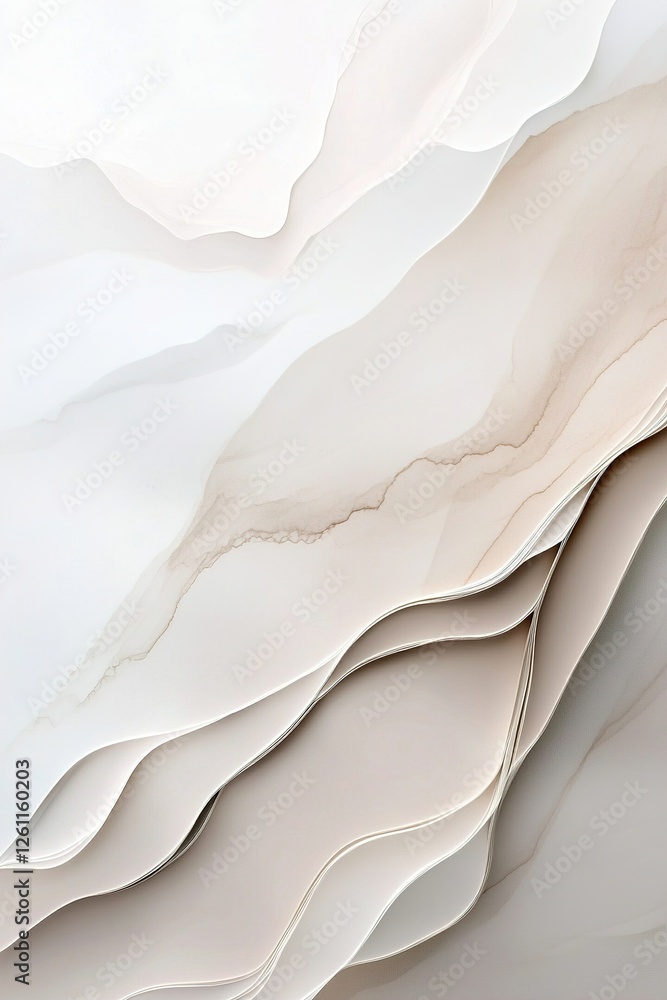Poster this artwork features flowing lines that depict abstract nordic mountains in a soft beige and muted 