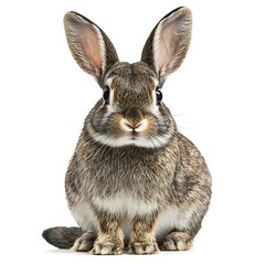 Obraz premium Adorable brown rabbit sitting, studio shot, white background, pet portrait