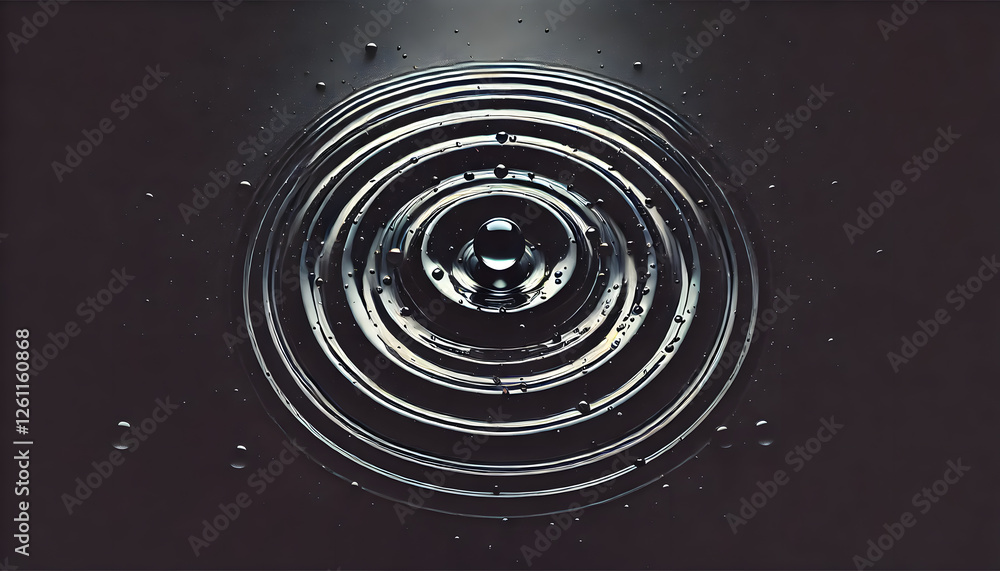 Poster a mesmerizing ripple effect of water with concentric circles, creating a serene and abstract visual 