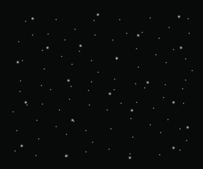 Minimal starry night sky background, vector few stars space background, white glitter texture star planet illustration