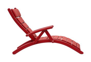 Red lounge chair for relaxing indoor spaces isolated on transparent background
