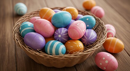 Fototapeta premium Joyful Easter Celebration with Bunnies and Colorful Eggs