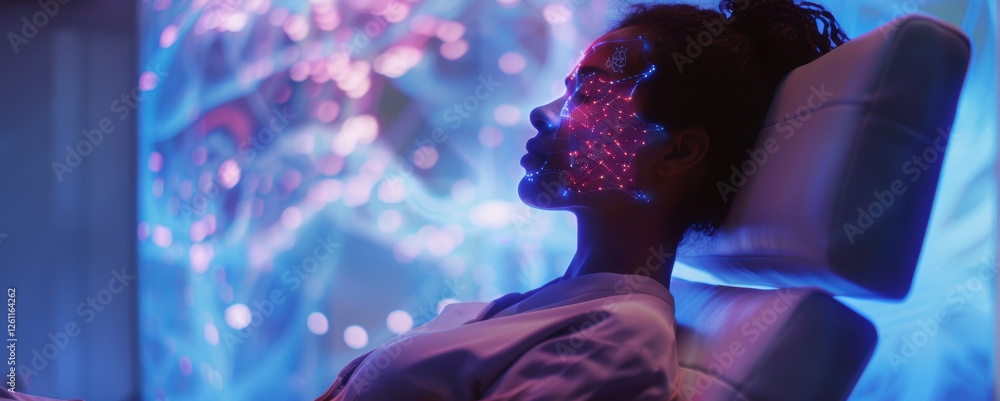 Aufkleber advanced therapy session with emotional mapping sensors and holographic mood analysis display