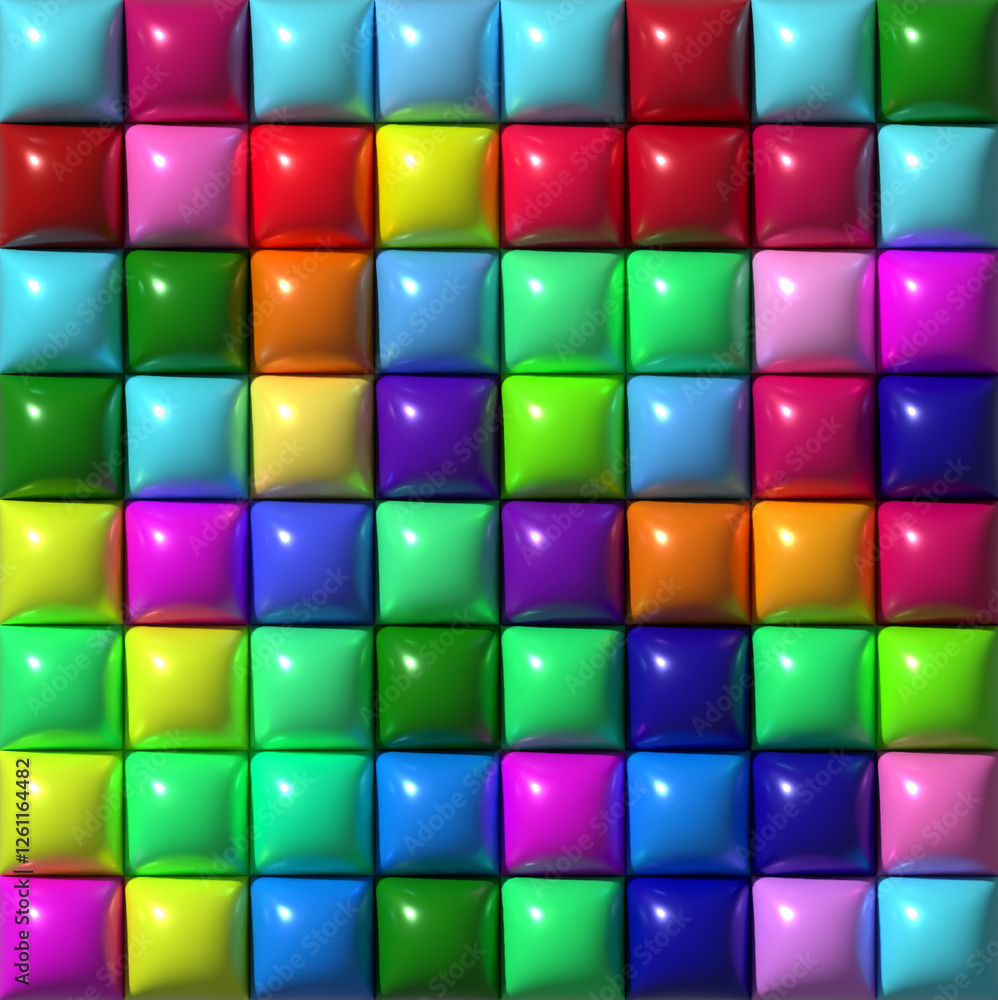 Aufkleber multicolored squares with shiny smooth surface, 3d rendering illustration
