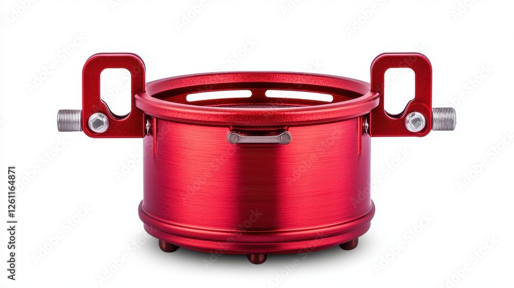 Aufkleber high-quality red aluminum component with two attachment points for mechanical applications