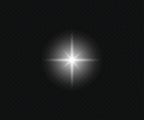 Star of Jesus with rays of light.Vector png glowing light effect. Shine, glare, flare, flash illustration
