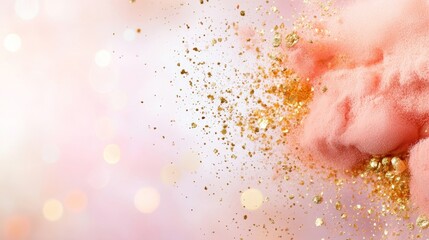 Fototapeta premium Vibrant Pink and Gold Powder Explosion Against Soft Blurred Background