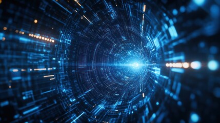 Digital data tunnel, glowing, abstract, futuristic, background, technology, website