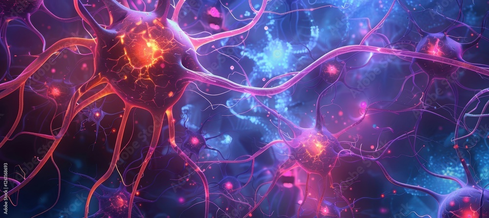 Aufkleber futuristic digital network with glowing neural pathways for modern technology concepts