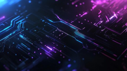 Fototapeta premium Futuristic Circuit Board Glowing Neon Design