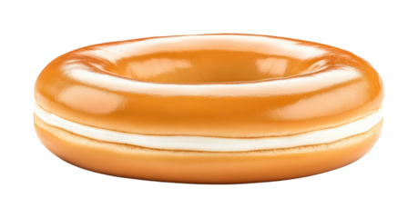 Delicious cream-filled donut bakery food indoor isolated on transparent background