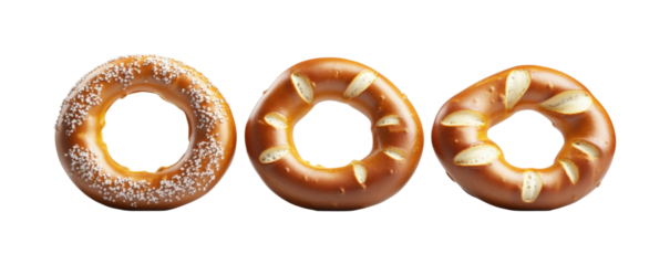 Tasty pretzel rings gourmet bakery food isolated on transparent background