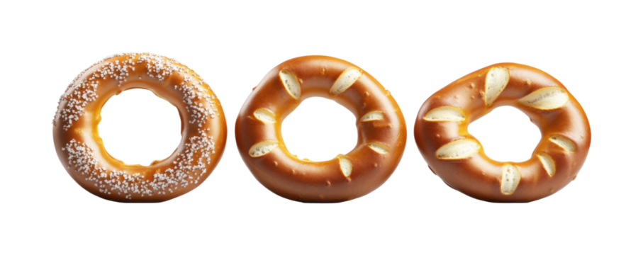 Tasty pretzel rings gourmet bakery food isolated on transparent background