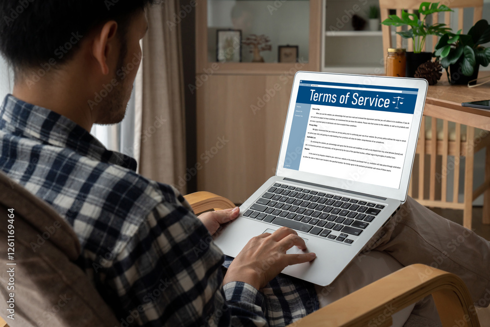 Poster online term of service conditions showing brisk rules and regulations in using the website on device